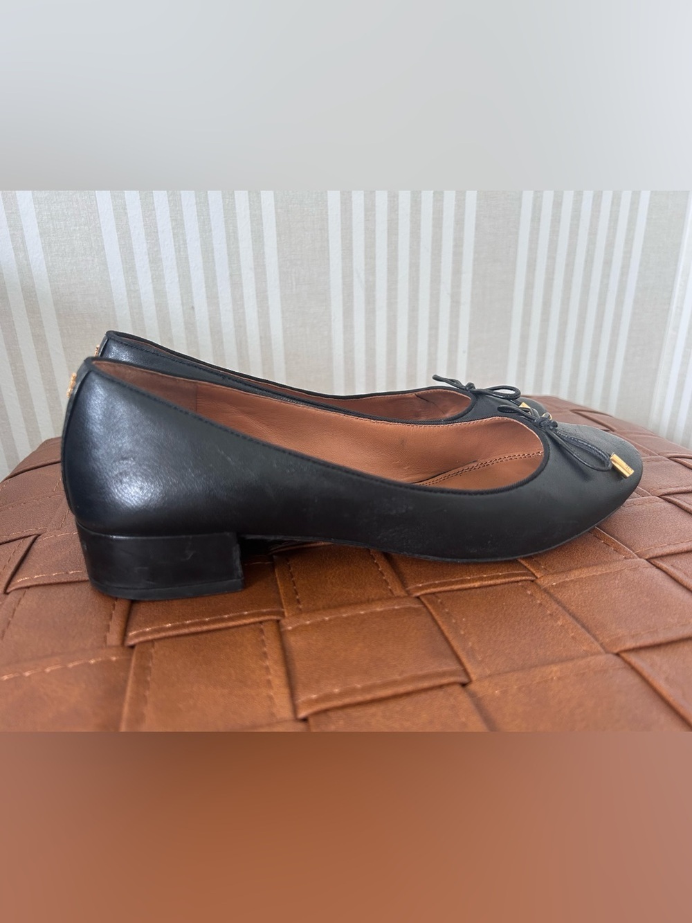 TORY BURCH Brooke Bow 25MM  Black Ballet Nappa Leather Heels Women’s Size 8.5 - Picture 3 of 11